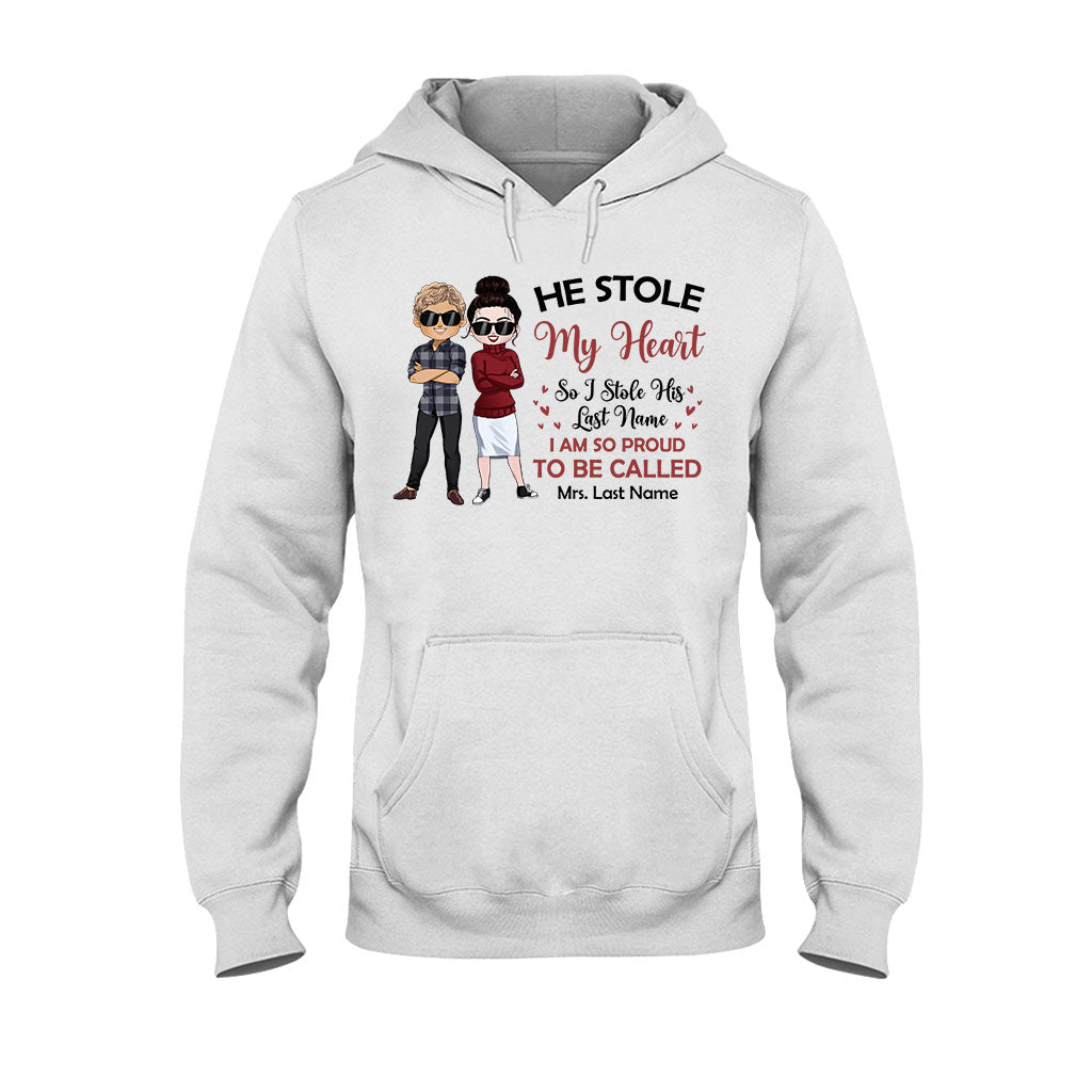 Il a volé mon cœur, j'ai volé son nom de famille - T-shirt et sweat à capuche personnalisés pour couples