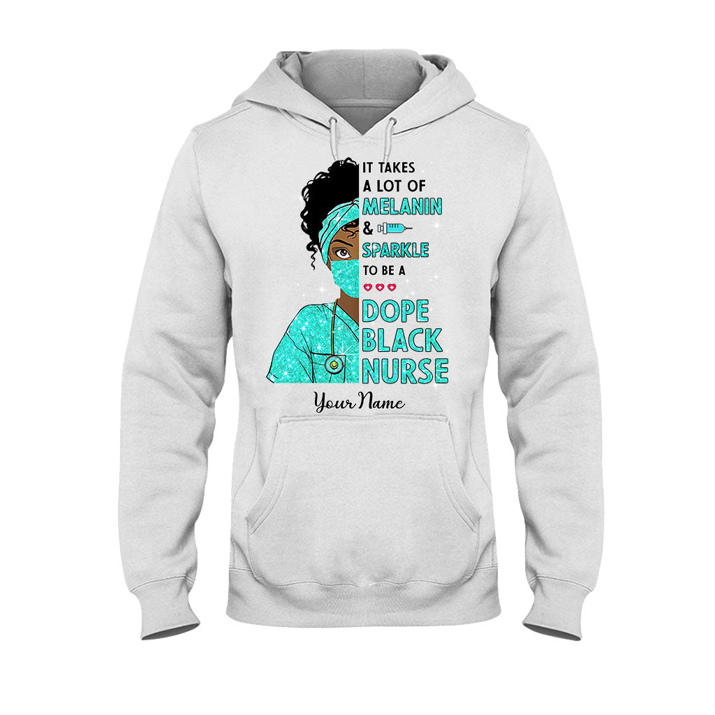 Il faut beaucoup de mélanine et d'éclat - T-shirt et sweat à capuche personnalisés pour infirmière avec imprimé à faux paillettes