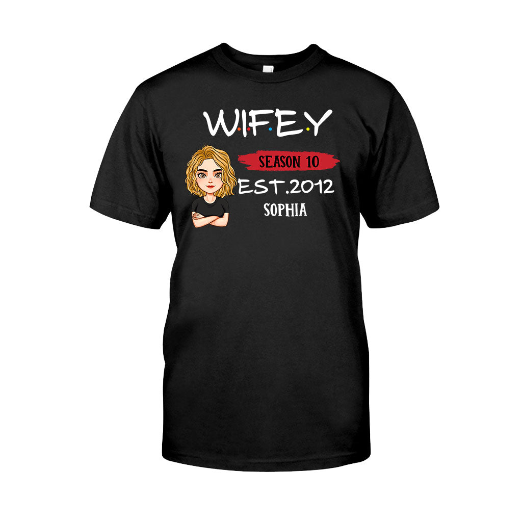 T-shirt et sweat à capuche personnalisés pour couples « Husby Wifey »
