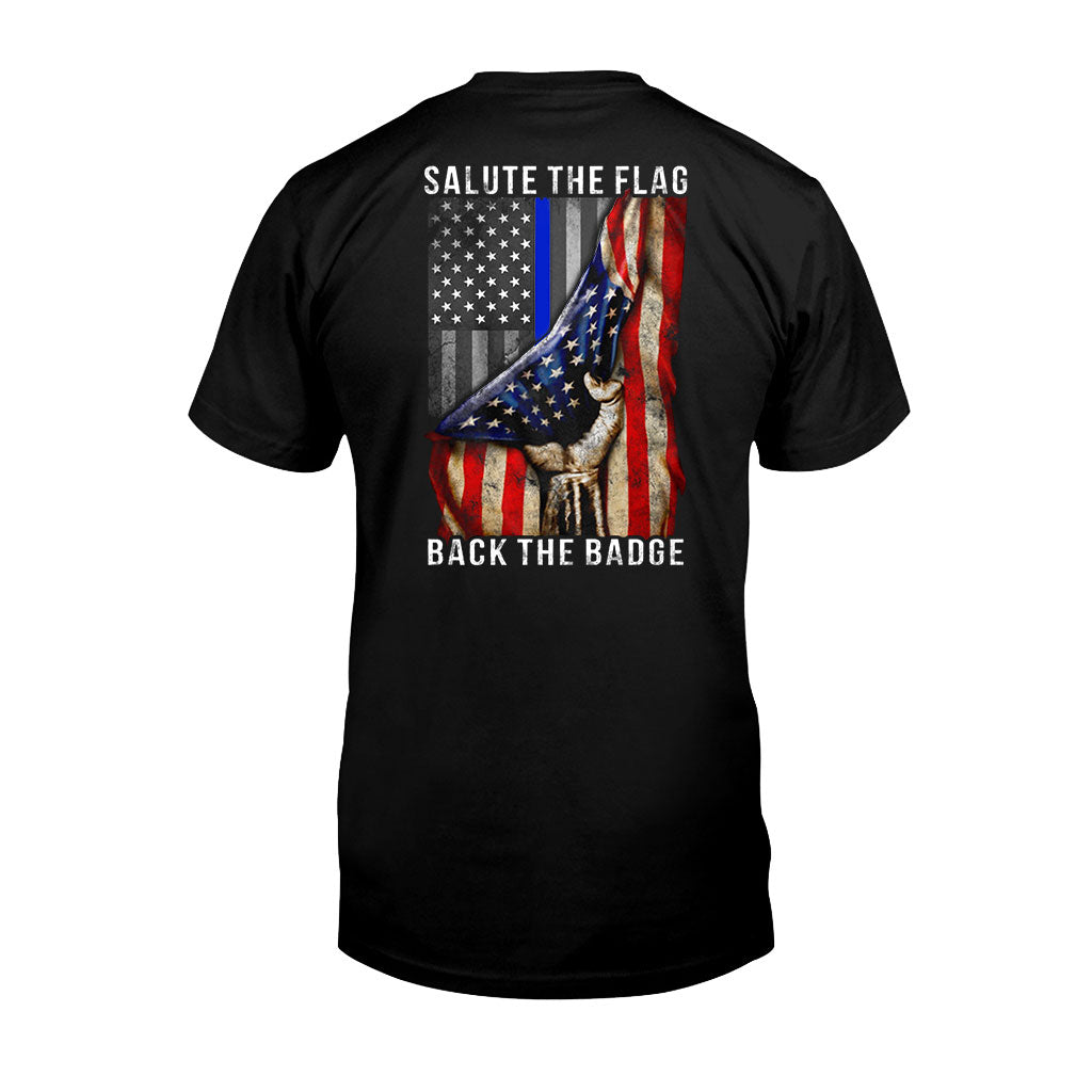 Salut au drapeau - T-shirt et sweat à capuche pour policier 0621
