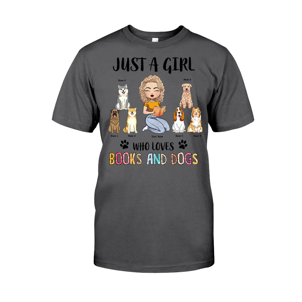 Juste une fille qui aime les livres et les chiens - T-shirt et sweat à capuche personnalisés avec des livres