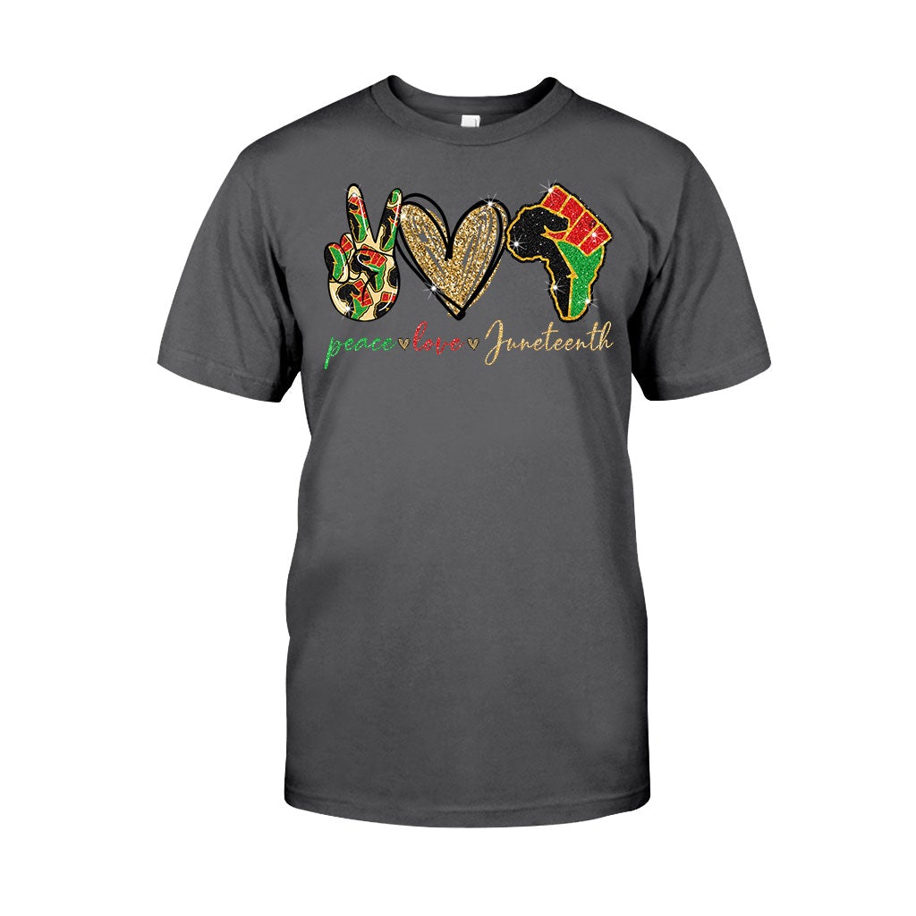 Juneteenth - African American T-shirt and Hoodie With Faux Glitter Print 1121