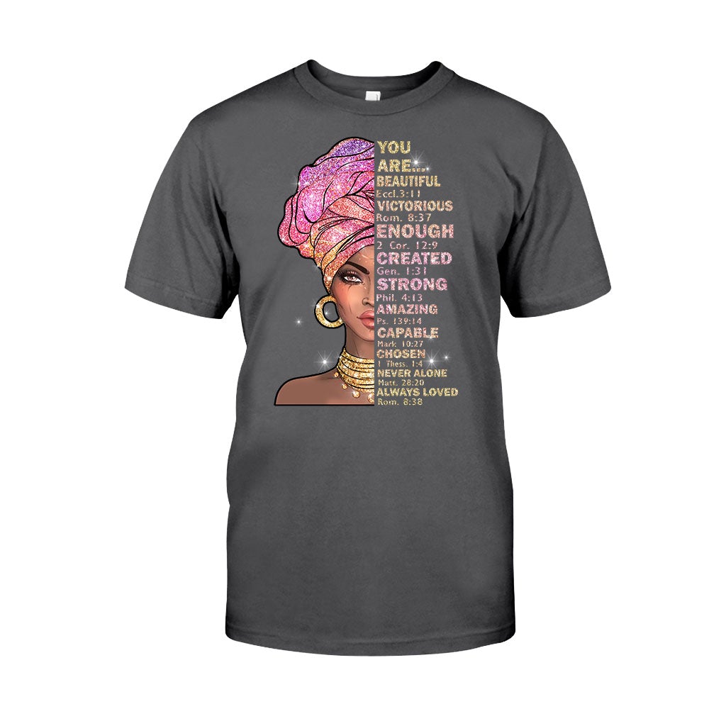 Tu es magnifique - T-shirt et sweat à capuche afro-américains avec imprimé à paillettes imitation 1121