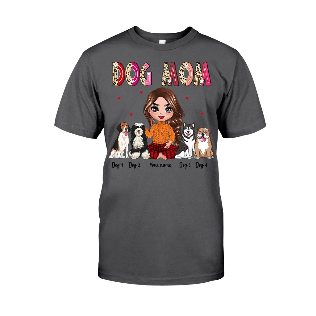 Maman et grand-mère assises avec le chien - T-shirt et sweat à capuche personnalisés pour chien