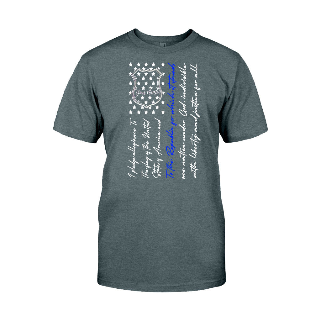 Insigne de police et serment d'allégeance - T-shirt et sweat à capuche personnalisés pour la fête de l'Indépendance