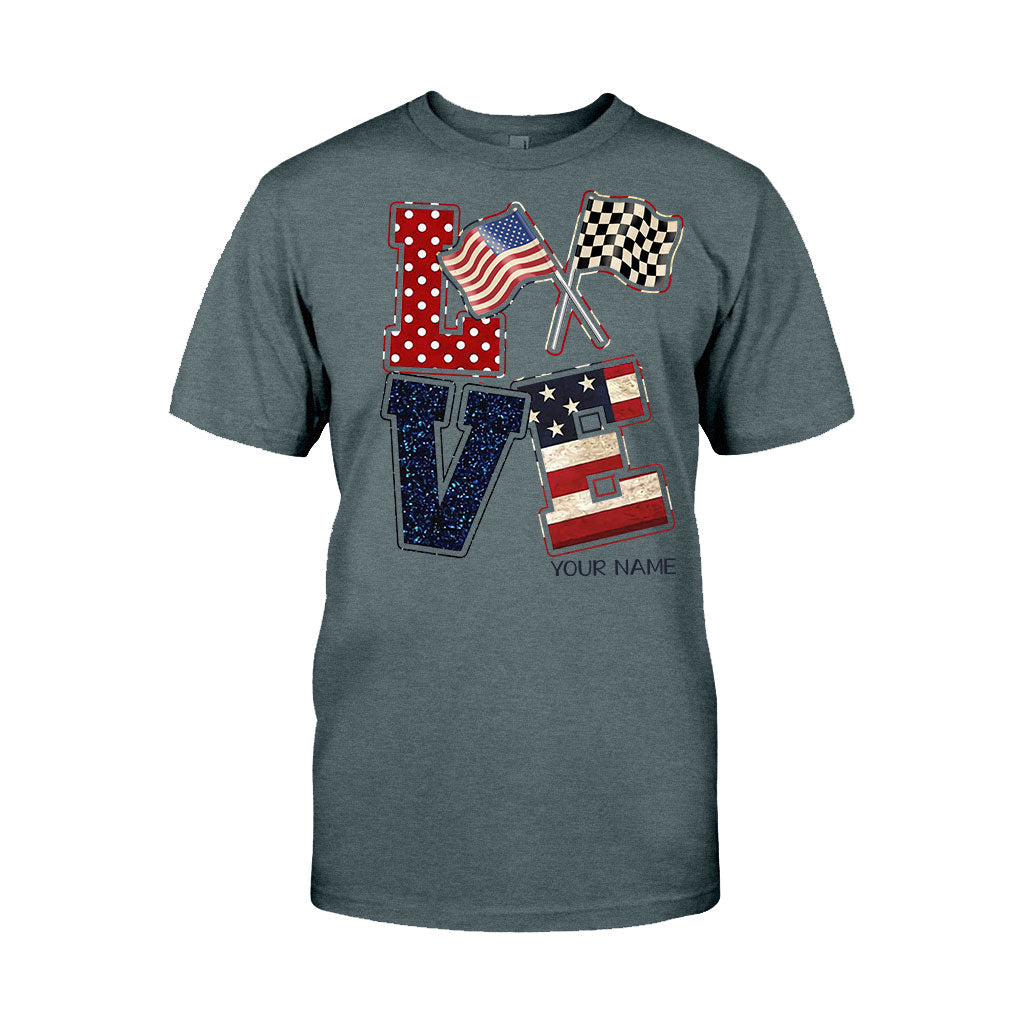 J'adore la course automobile - T-shirt et sweat à capuche personnalisés pour la fête de l'Indépendance