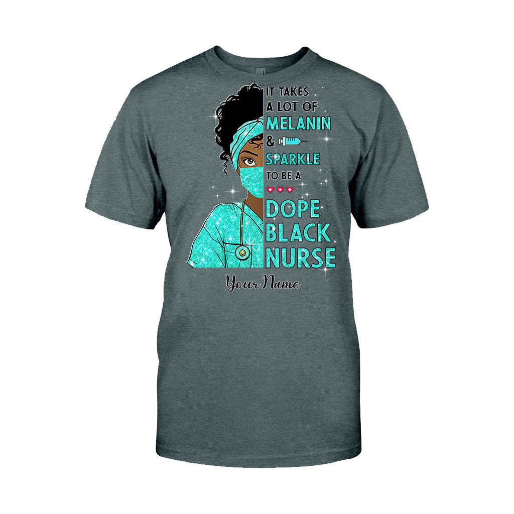 Il faut beaucoup de mélanine et d'éclat - T-shirt et sweat à capuche personnalisés pour infirmière avec imprimé à faux paillettes