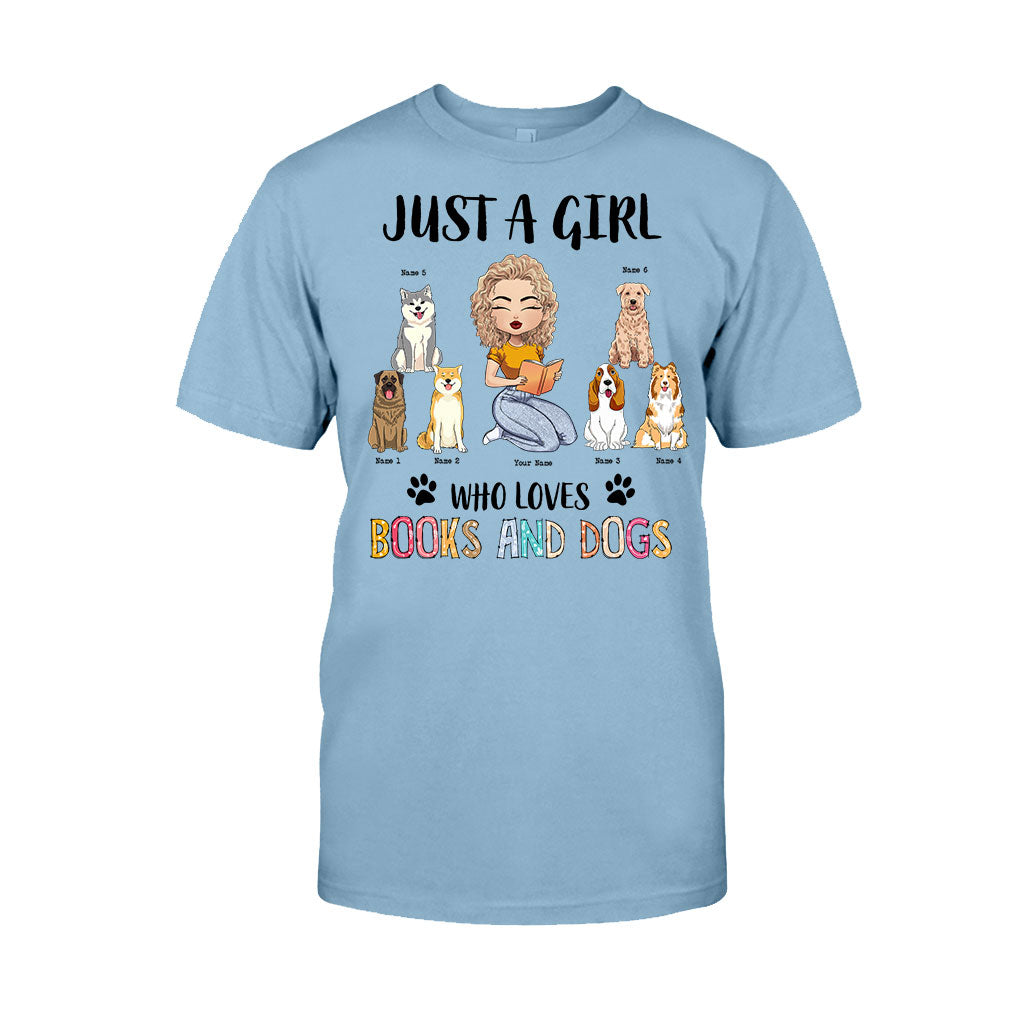 Juste une fille qui aime les livres et les chiens - T-shirt et sweat à capuche personnalisés avec des livres