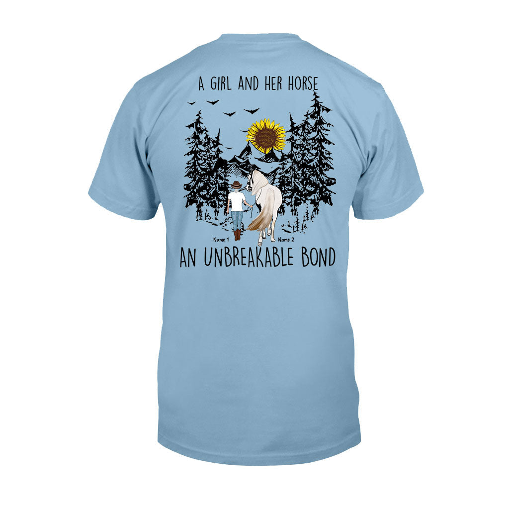 Une fille et son cheval - T-shirt et sweat à capuche personnalisés avec motif cheval