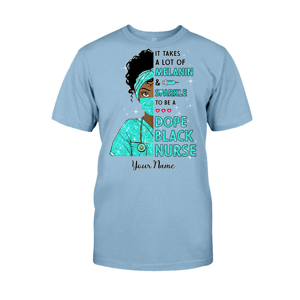 Il faut beaucoup de mélanine et d'éclat - T-shirt et sweat à capuche personnalisés pour infirmière avec imprimé à faux paillettes
