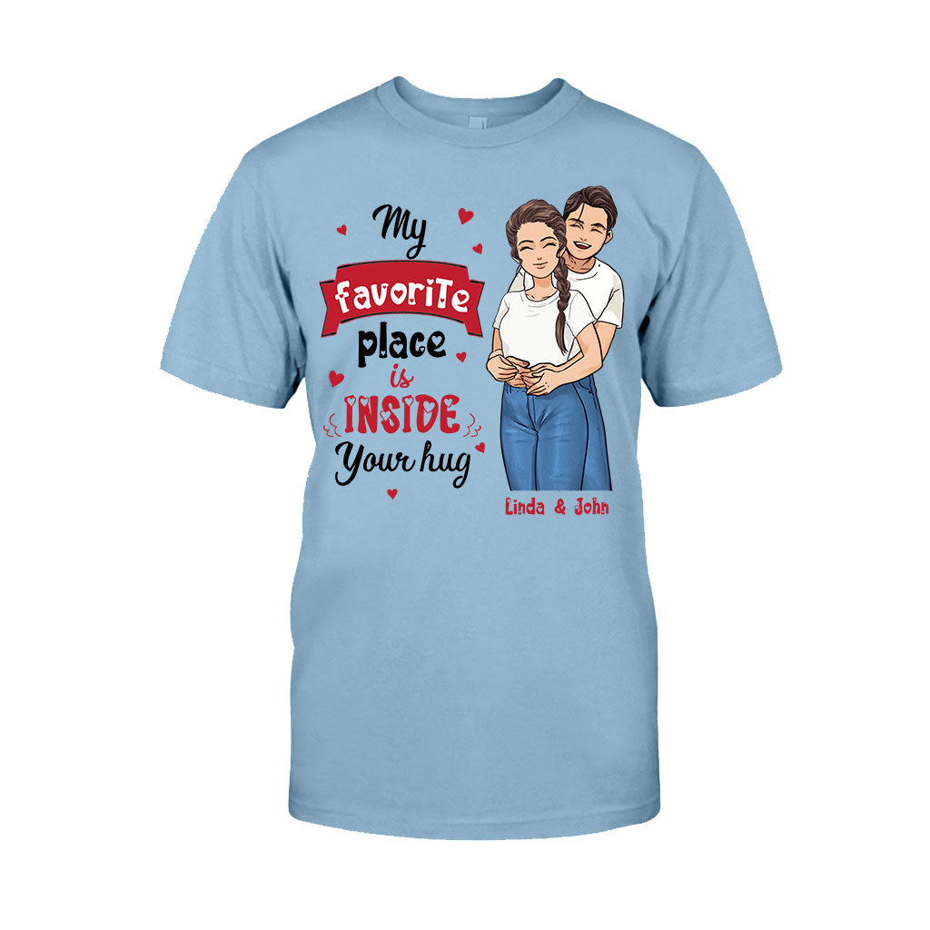Mon endroit préféré, c'est dans tes bras - T-shirt et sweat à capuche personnalisés pour couples