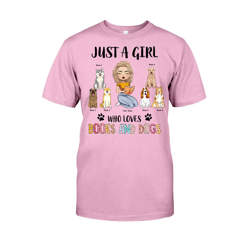 Juste une fille qui aime les livres et les chiens - T-shirt et sweat à capuche personnalisés avec des livres