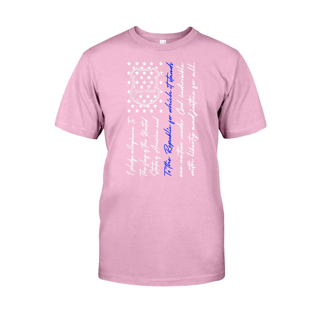 Insigne de police et serment d'allégeance - T-shirt et sweat à capuche personnalisés pour la fête de l'Indépendance
