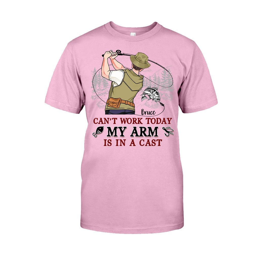 Je ne peux pas travailler aujourd'hui, j'ai le bras plâtré - T-shirt et sweat à capuche de pêche personnalisés