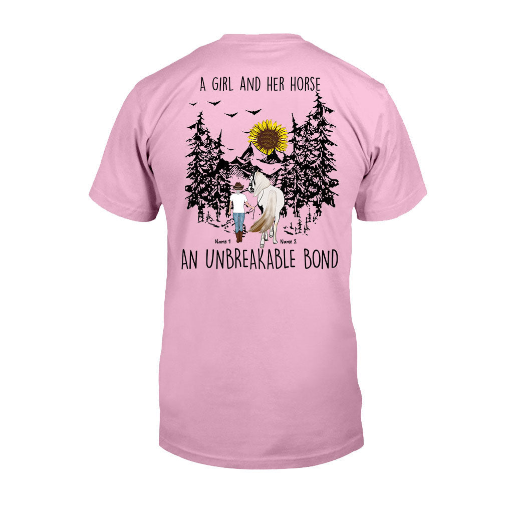 Une fille et son cheval - T-shirt et sweat à capuche personnalisés avec motif cheval