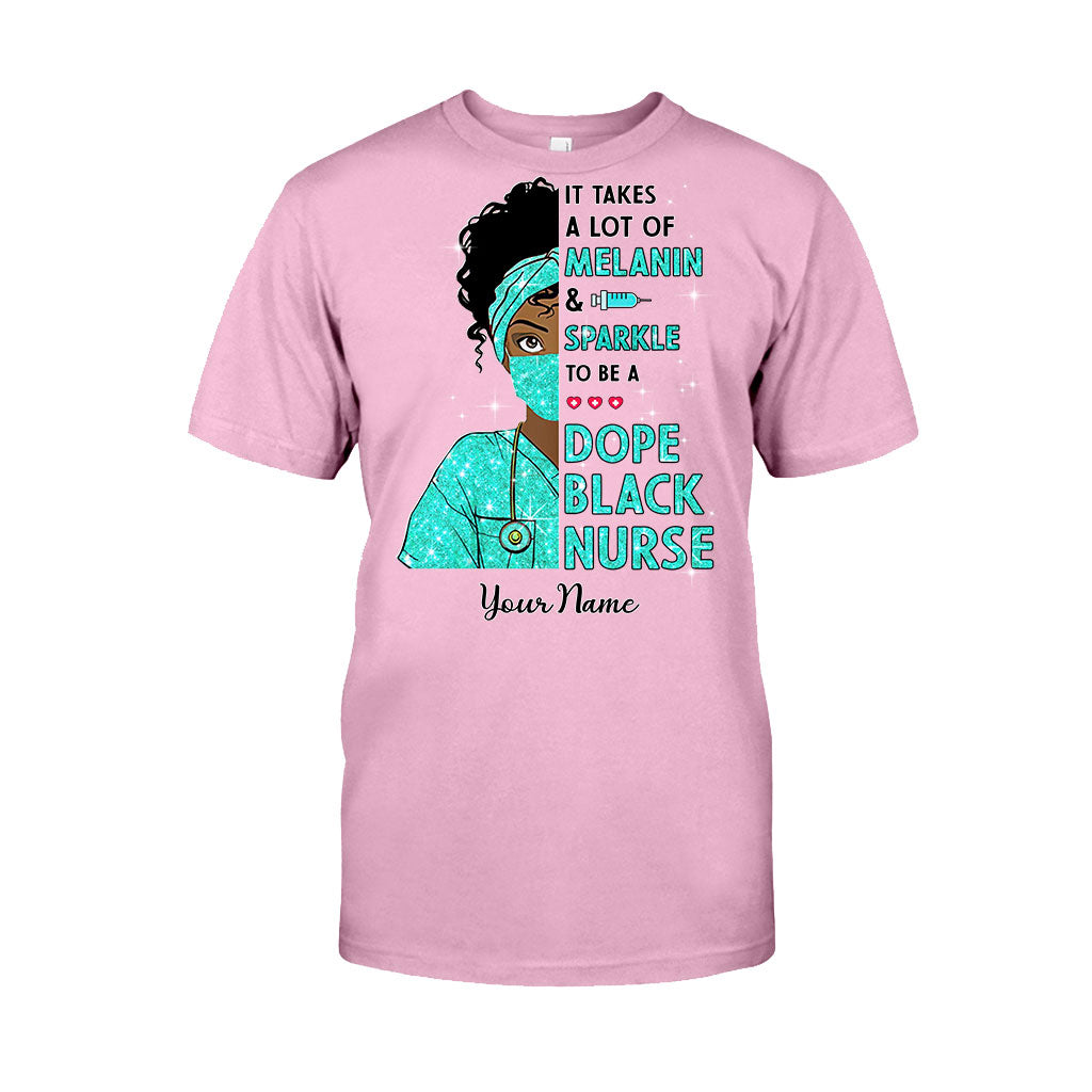 Il faut beaucoup de mélanine et d'éclat - T-shirt et sweat à capuche personnalisés pour infirmière avec imprimé à faux paillettes