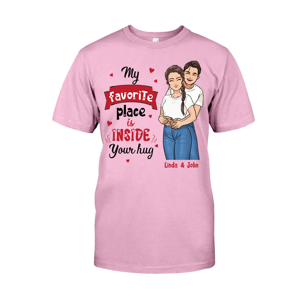 Mon endroit préféré, c'est dans tes bras - T-shirt et sweat à capuche personnalisés pour couples
