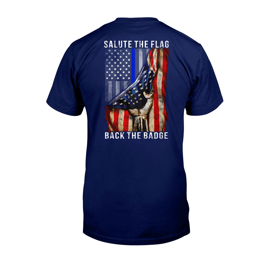 Salut au drapeau - T-shirt et sweat à capuche pour policier 0621