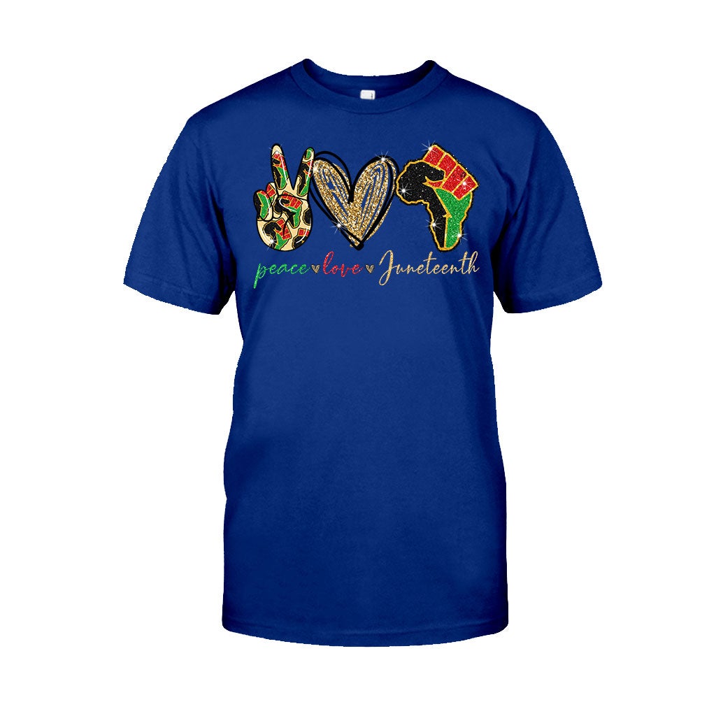 Juneteenth - African American T-shirt and Hoodie With Faux Glitter Print 1121