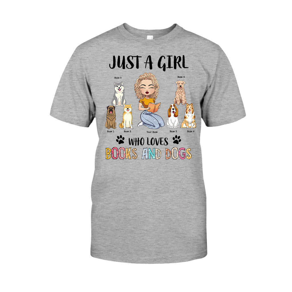 Juste une fille qui aime les livres et les chiens - T-shirt et sweat à capuche personnalisés avec des livres