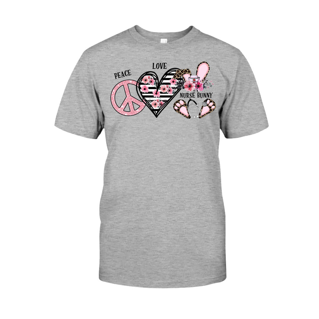 T-shirt et sweat à capuche personnalisés « Paix, Amour et Infirmière Lapin »