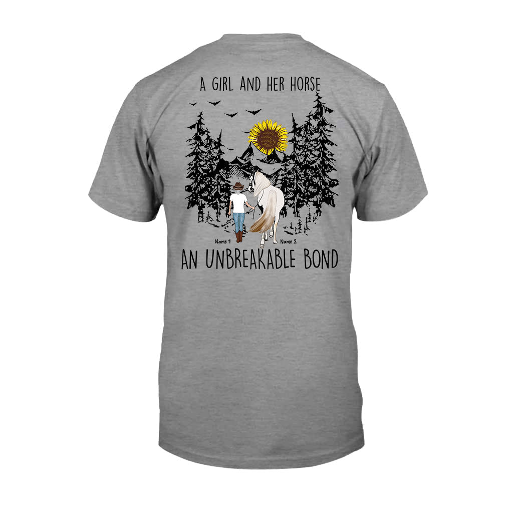 Une fille et son cheval - T-shirt et sweat à capuche personnalisés avec motif cheval