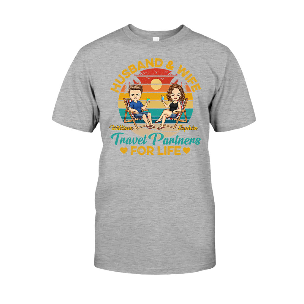 Husband And Wife Travel Partners - Personalized Couple T-shirt and Hoodie