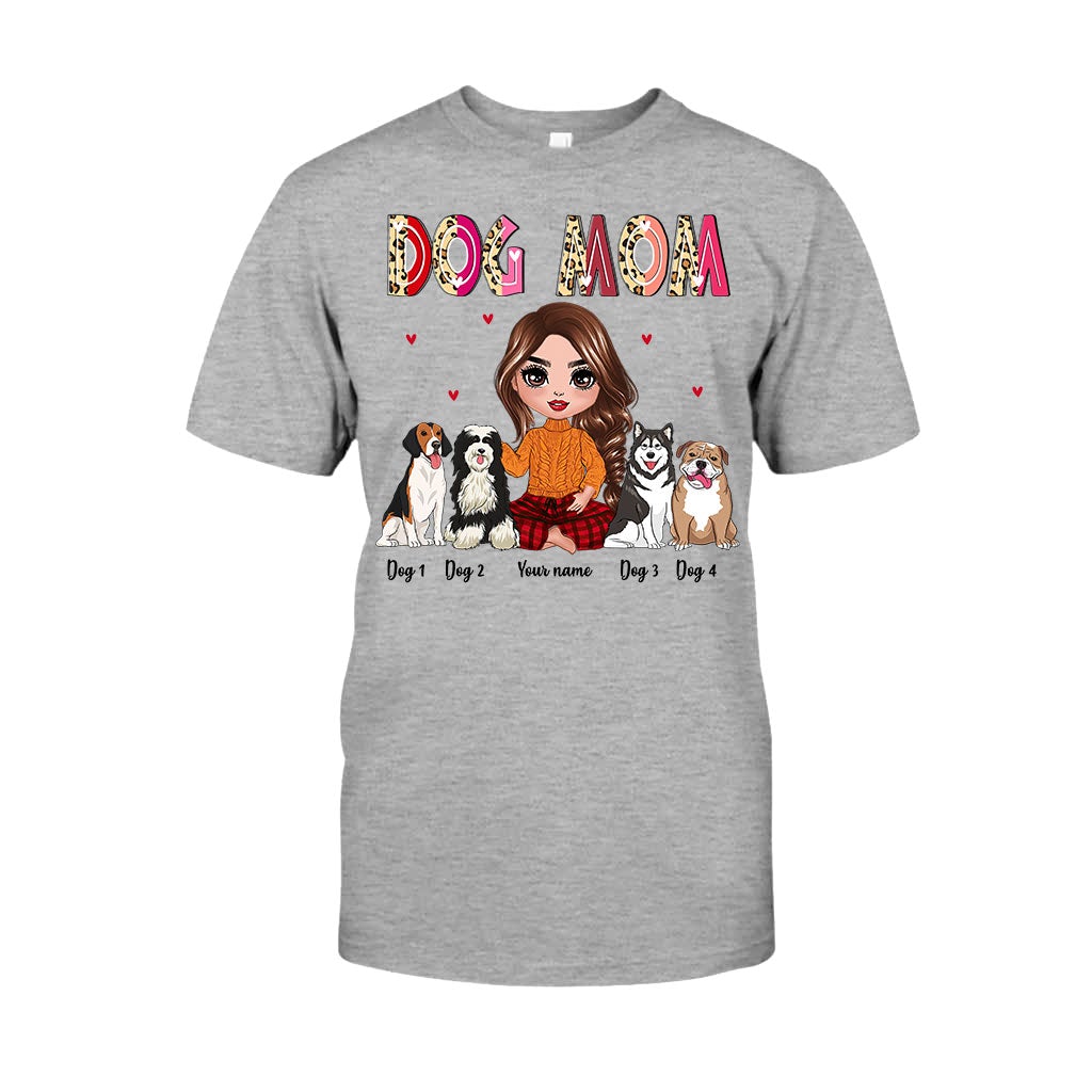 Maman et grand-mère assises avec le chien - T-shirt et sweat à capuche personnalisés pour chien