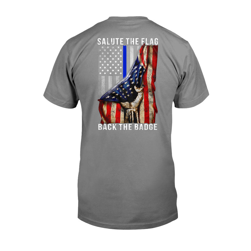Salut au drapeau - T-shirt et sweat à capuche pour policier 0621