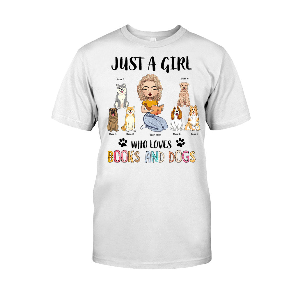 Juste une fille qui aime les livres et les chiens - T-shirt et sweat à capuche personnalisés avec des livres