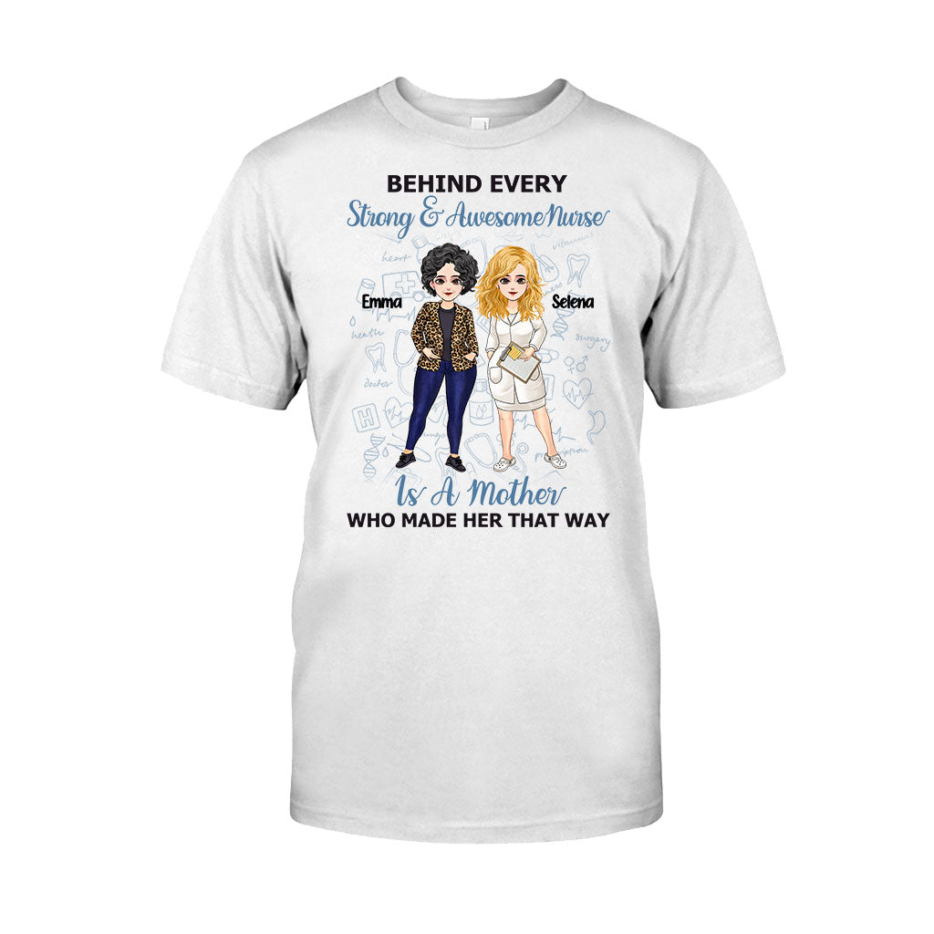 Derrière chaque infirmière courageuse - T-shirt et sweat à capuche personnalisés pour la fête des mères