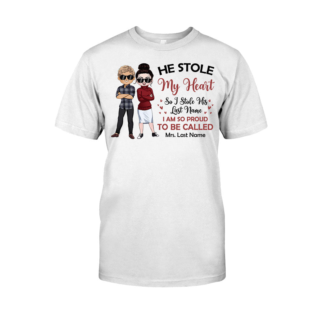 Il a volé mon cœur, j'ai volé son nom de famille - T-shirt et sweat à capuche personnalisés pour couples