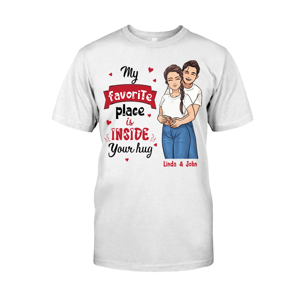 Mon endroit préféré, c'est dans tes bras - T-shirt et sweat à capuche personnalisés pour couples
