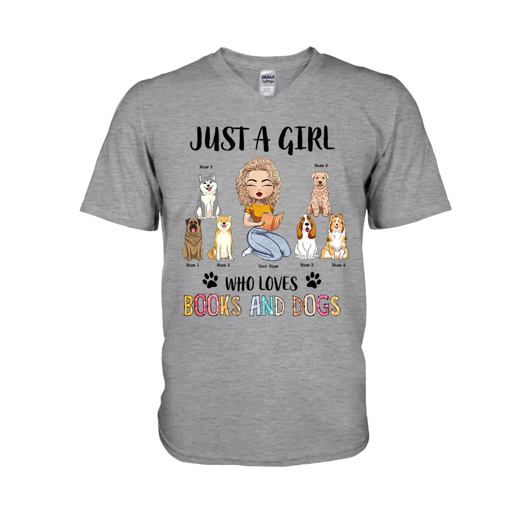 Juste une fille qui aime les livres et les chiens - T-shirt et sweat à capuche personnalisés avec des livres