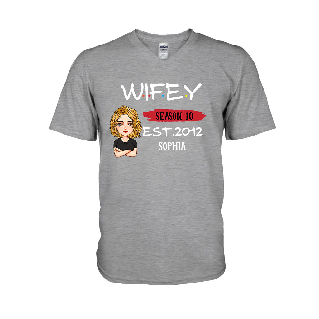 T-shirt et sweat à capuche personnalisés pour couples « Husby Wifey »