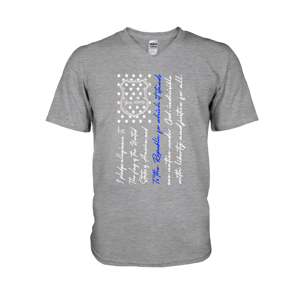 Insigne de police et serment d'allégeance - T-shirt et sweat à capuche personnalisés pour la fête de l'Indépendance