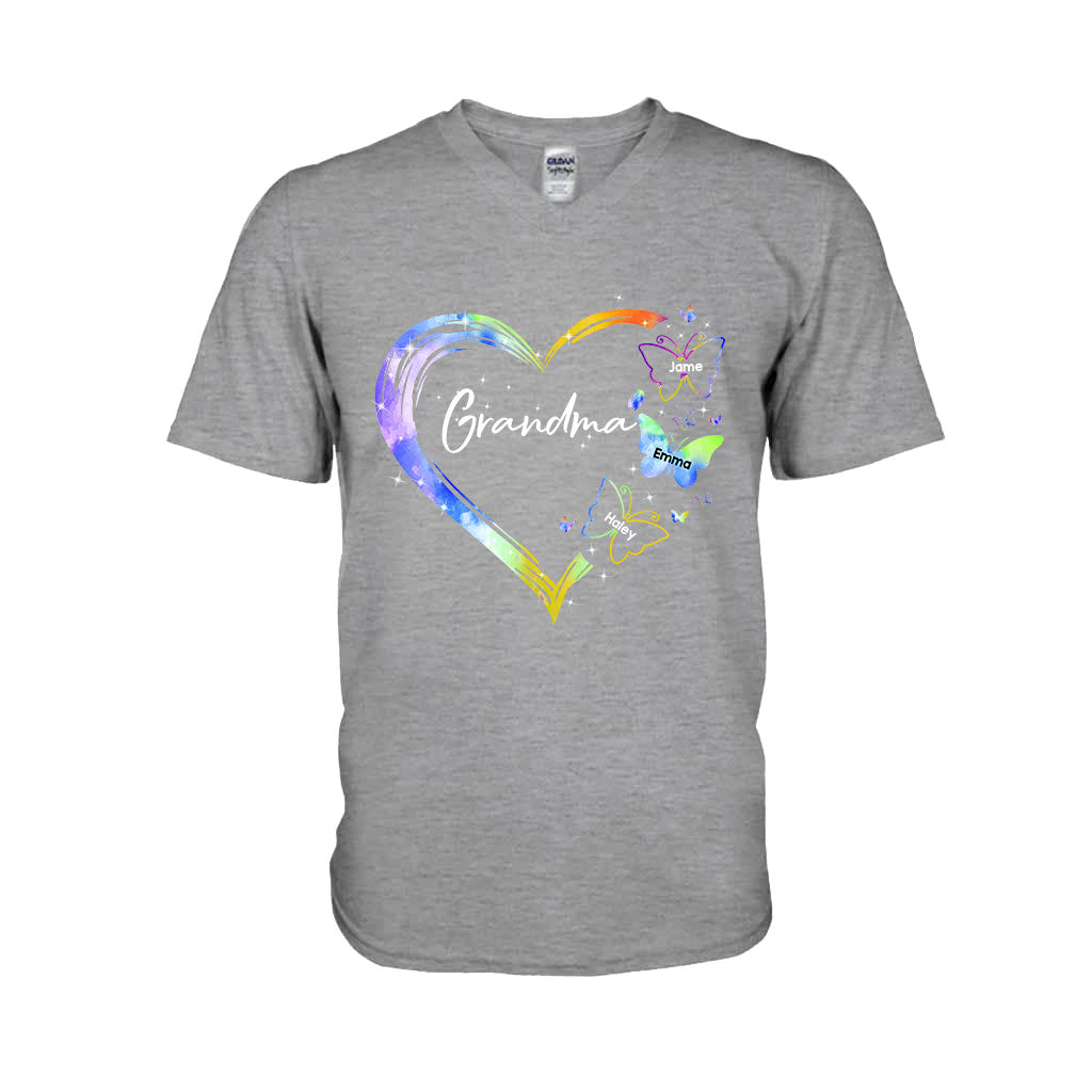 T-shirt et sweat à capuche personnalisés « Papillons et cœurs fleuris » pour la fête des mères et la grand-mère