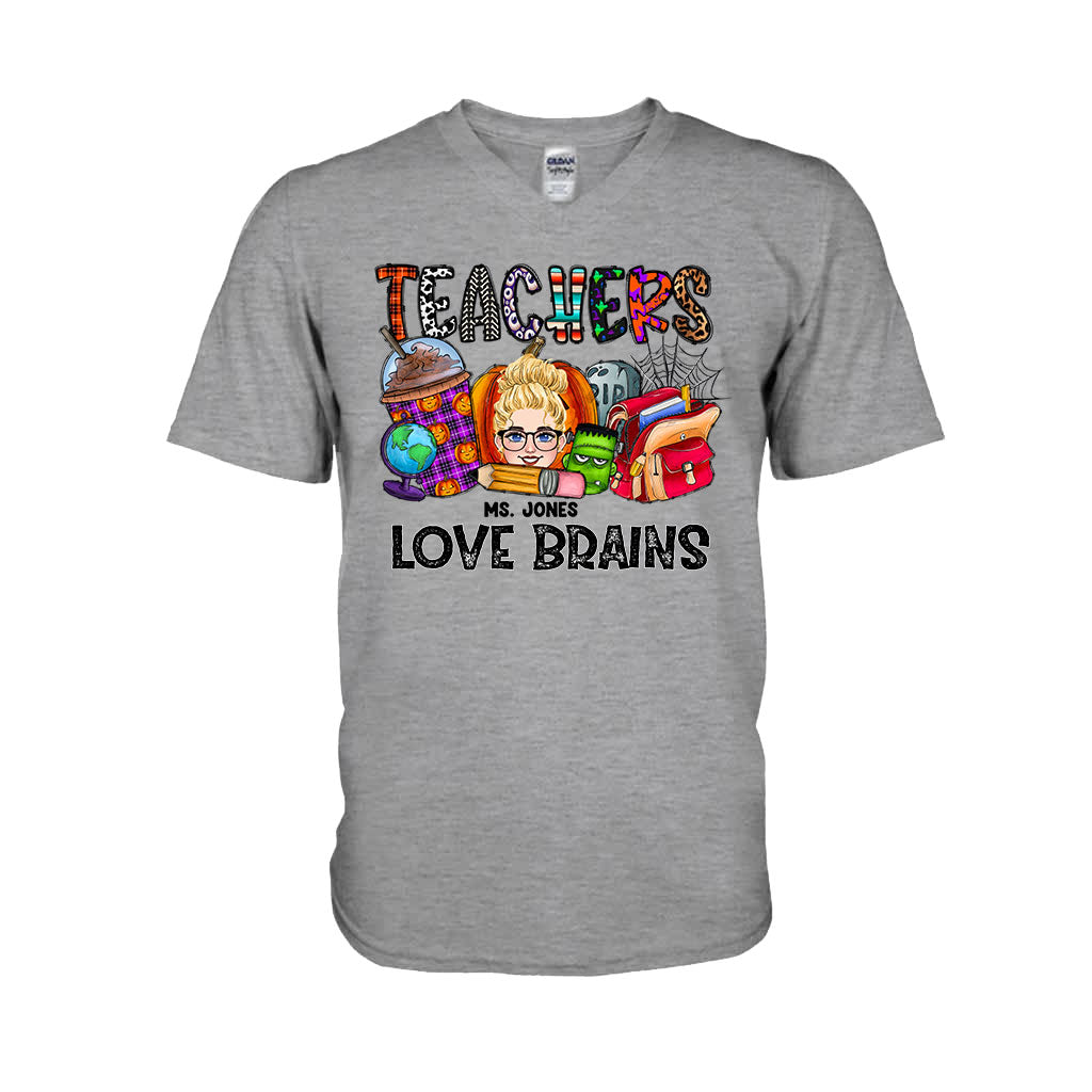 Teachers Love Brains - Personalized Teacher T-shirt and Hoodie