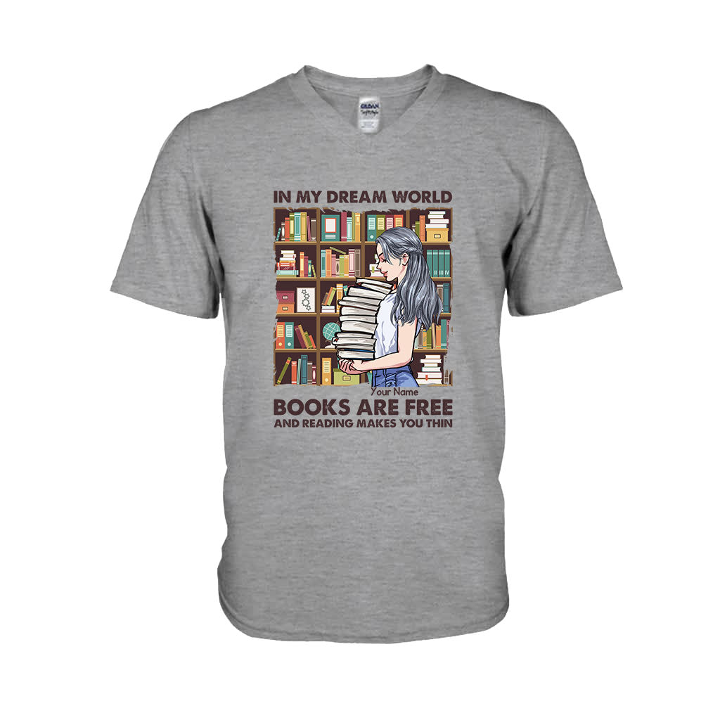 Dans mon monde idéal, les livres sont gratuits et lire fait maigrir - T-shirt et sweat à capuche personnalisés