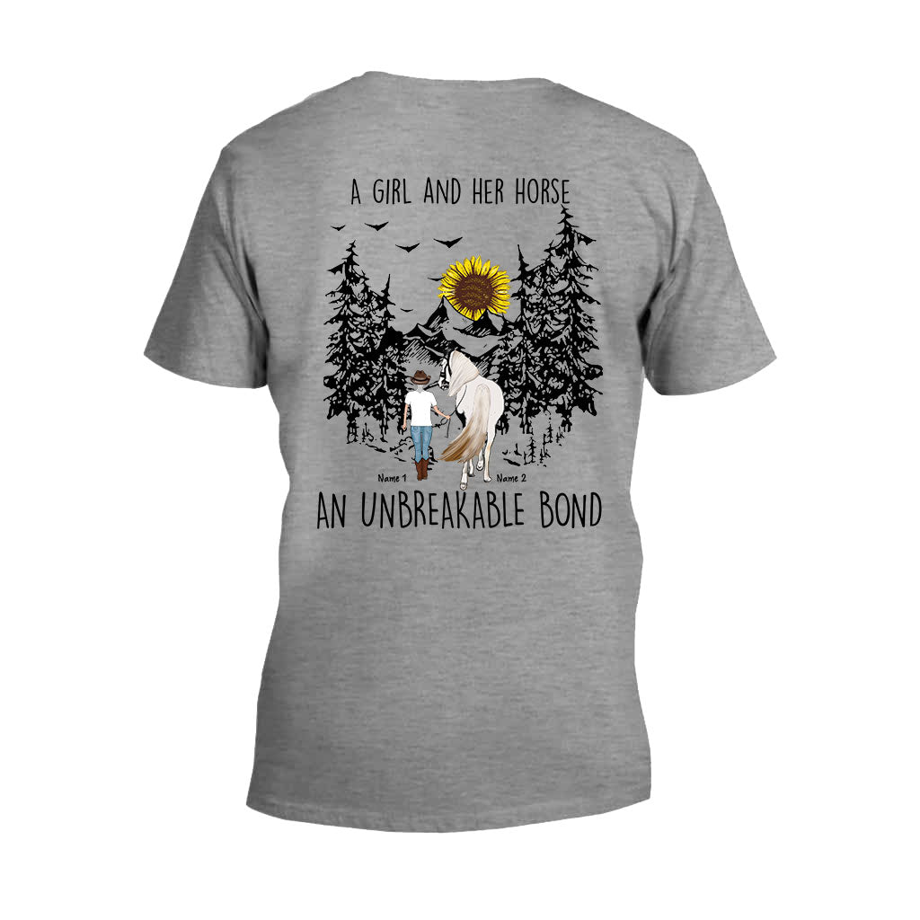 Une fille et son cheval - T-shirt et sweat à capuche personnalisés avec motif cheval