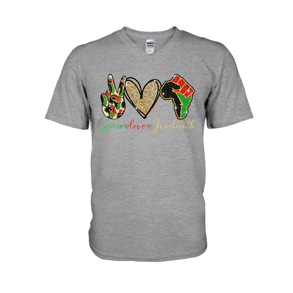 Juneteenth - African American T-shirt and Hoodie With Faux Glitter Print 1121