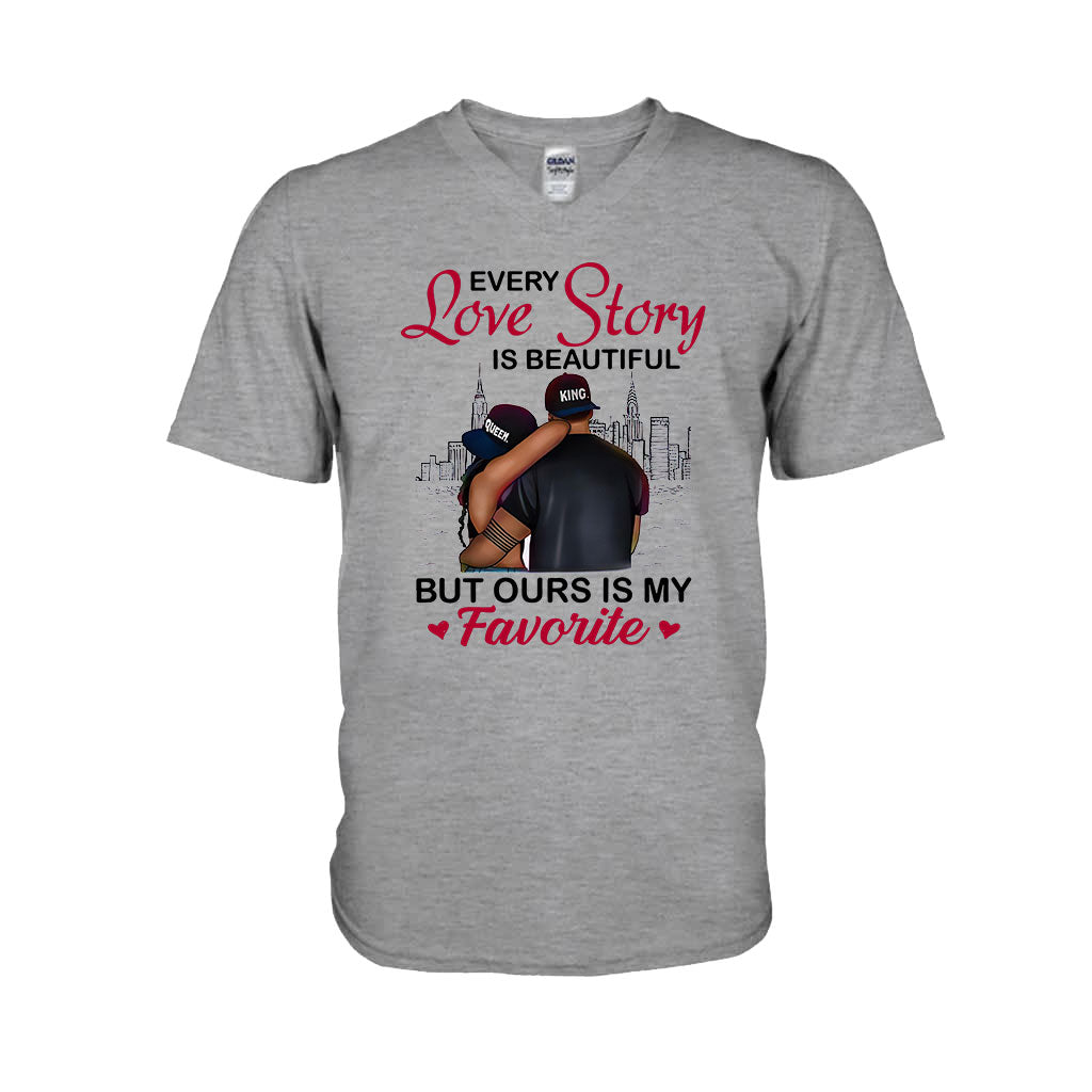 Couple noir - T-shirt et sweat à capuche personnalisés afro-américains 112021