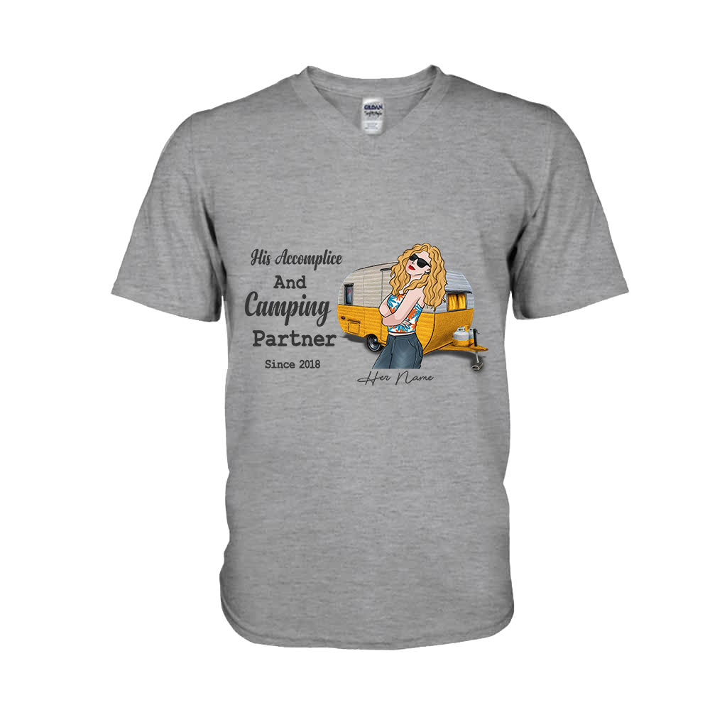 His Accomplice And Camping Partner - Personalized Couple T-shirt and Hoodie
