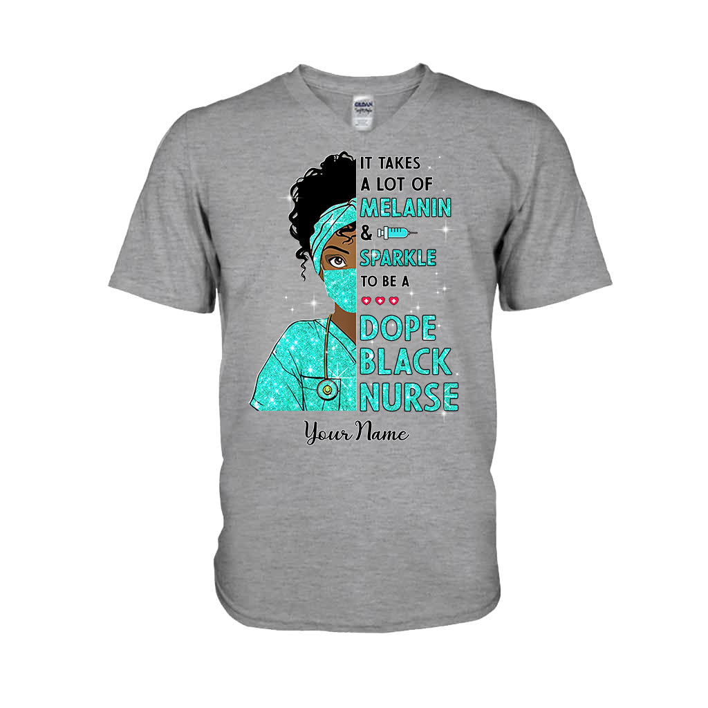 Il faut beaucoup de mélanine et d'éclat - T-shirt et sweat à capuche personnalisés pour infirmière avec imprimé à faux paillettes