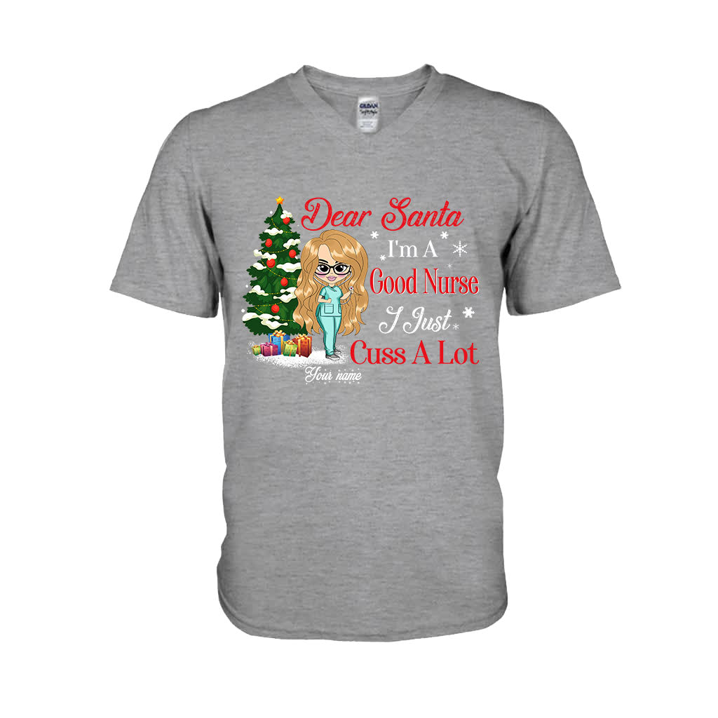 Cher Père Noël, je suis une bonne infirmière - T-shirt et sweat à capuche de Noël personnalisés pour infirmières
