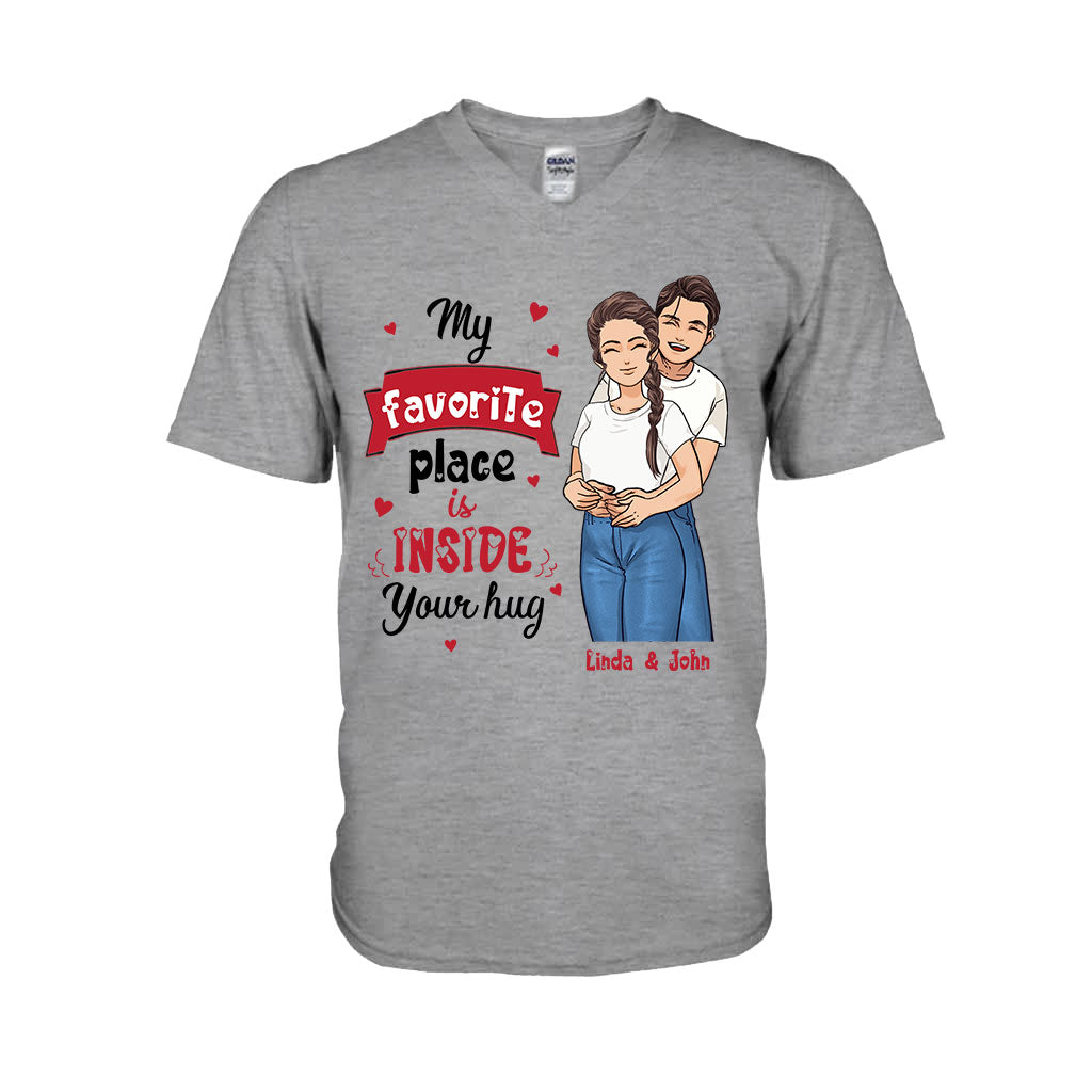 Mon endroit préféré, c'est dans tes bras - T-shirt et sweat à capuche personnalisés pour couples