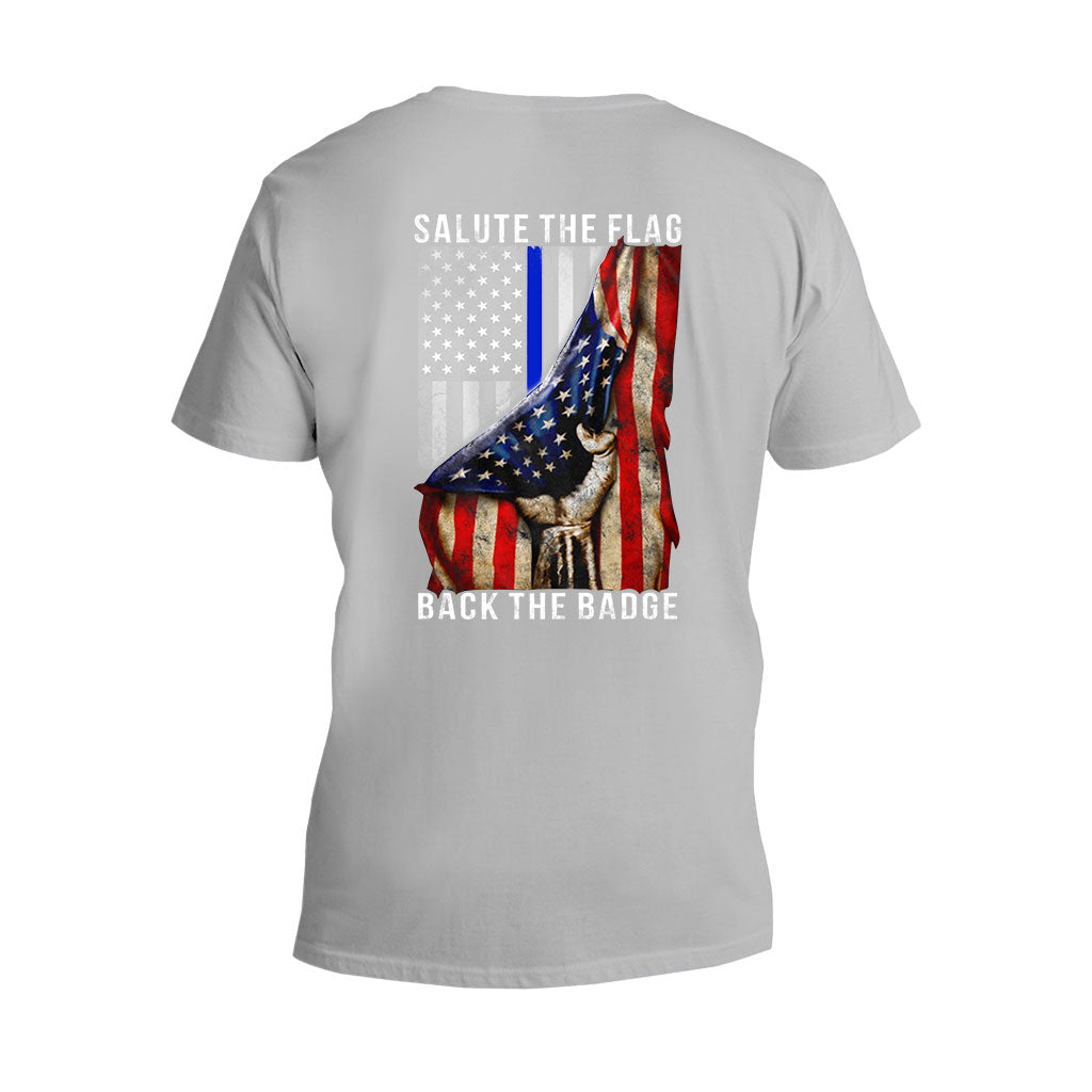 Salut au drapeau - T-shirt et sweat à capuche pour policier 0621