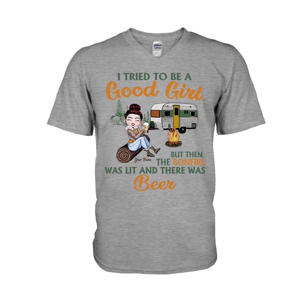 J'ai essayé d'être une gentille fille, mais le feu de camp - T-shirt et sweat à capuche de camping personnalisés