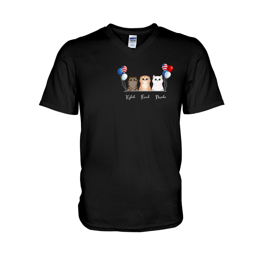 La vie est plus belle avec des chats - T-shirt et sweat à capuche personnalisés pour la fête de l'Indépendance