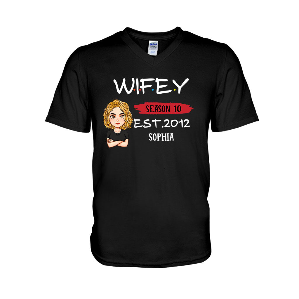 T-shirt et sweat à capuche personnalisés pour couples « Husby Wifey »